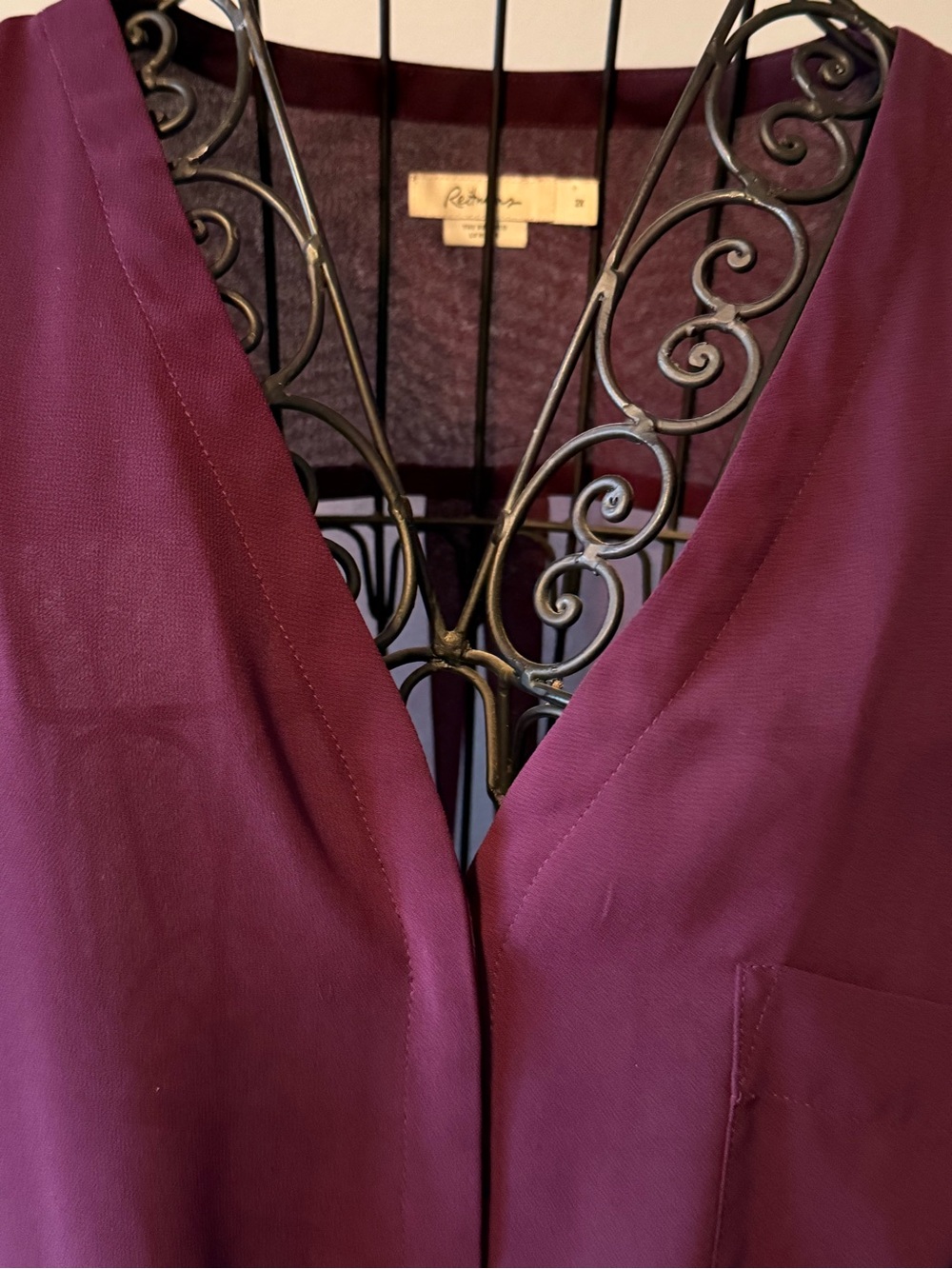 Reitmans Plum Draped V-Neck Blouse - Picture 2 of 6